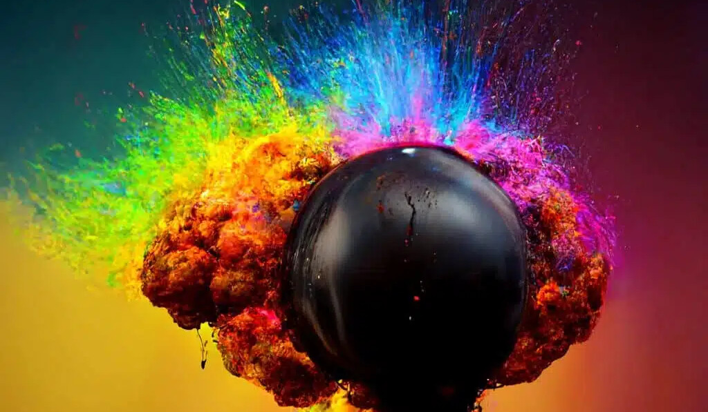 Dream about bombs black bomb exploding in colours d art