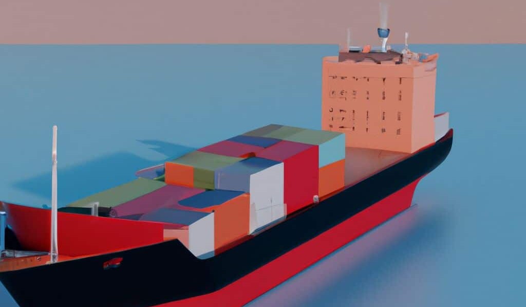 Dream about a cargo, cargo boat in 3d digital art
