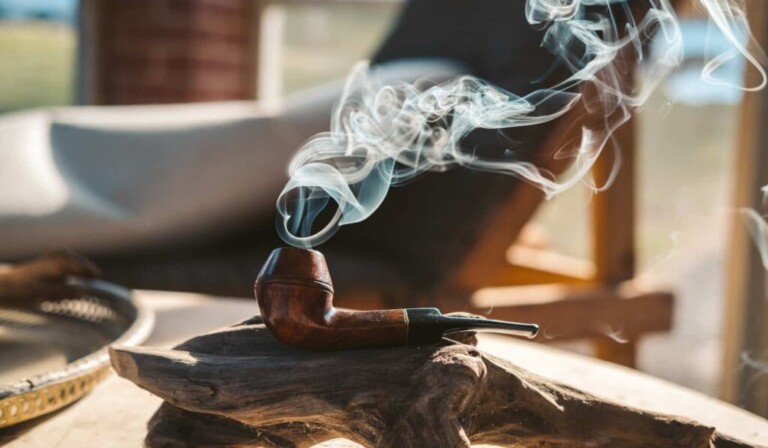 smoke coming from brown smoking pipe