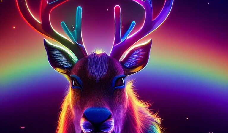 dream about reindeer d render of a rainbow multi-coloured reindeer