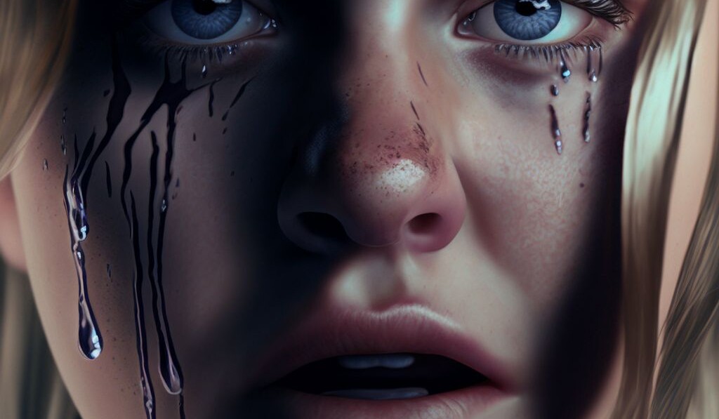 dream about tears d render of girl with black tears