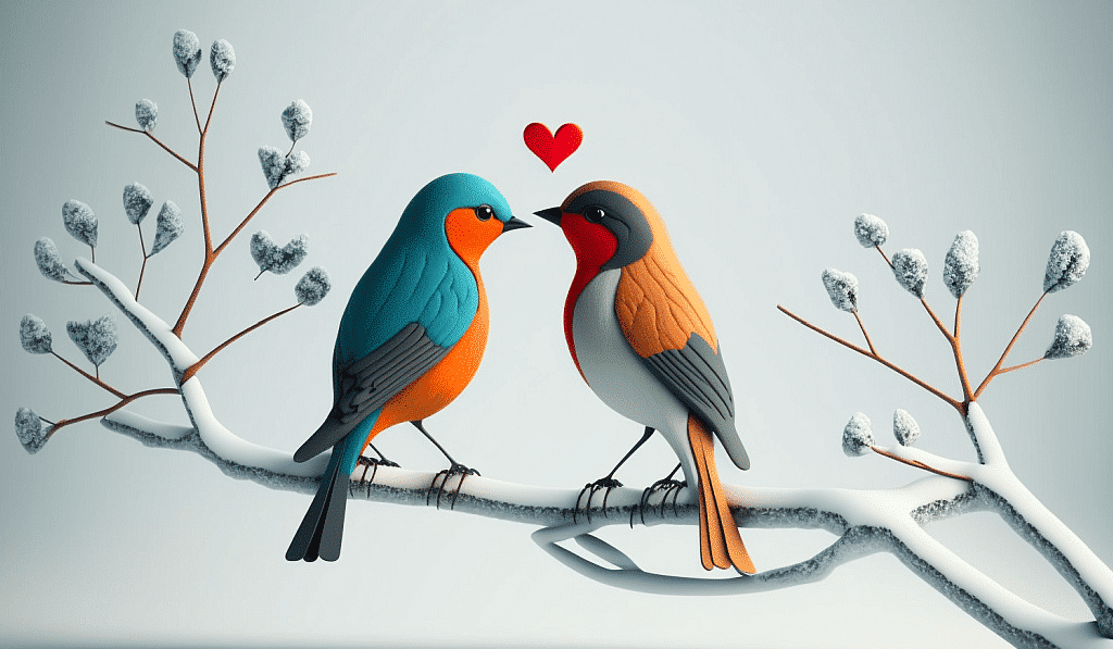 dream about valentine d render of two birds in love